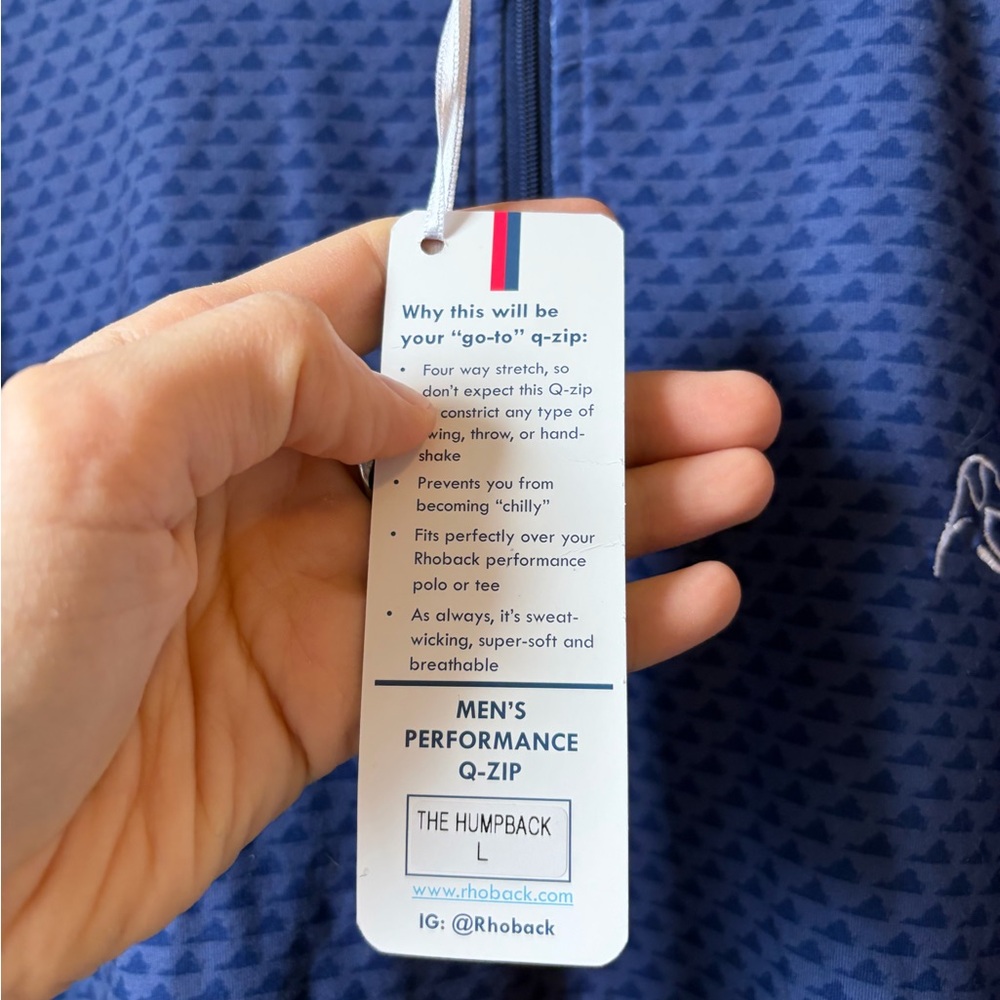 NWT Rhoback Performance Quarter Zip Humpback Navy… - image 6